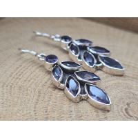 Echt zilveren oorbel hangers Amethist